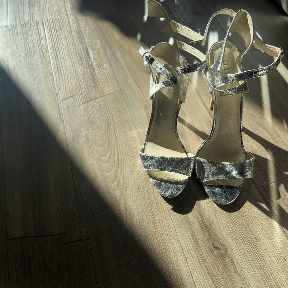 Silver Strappy Women's Heels